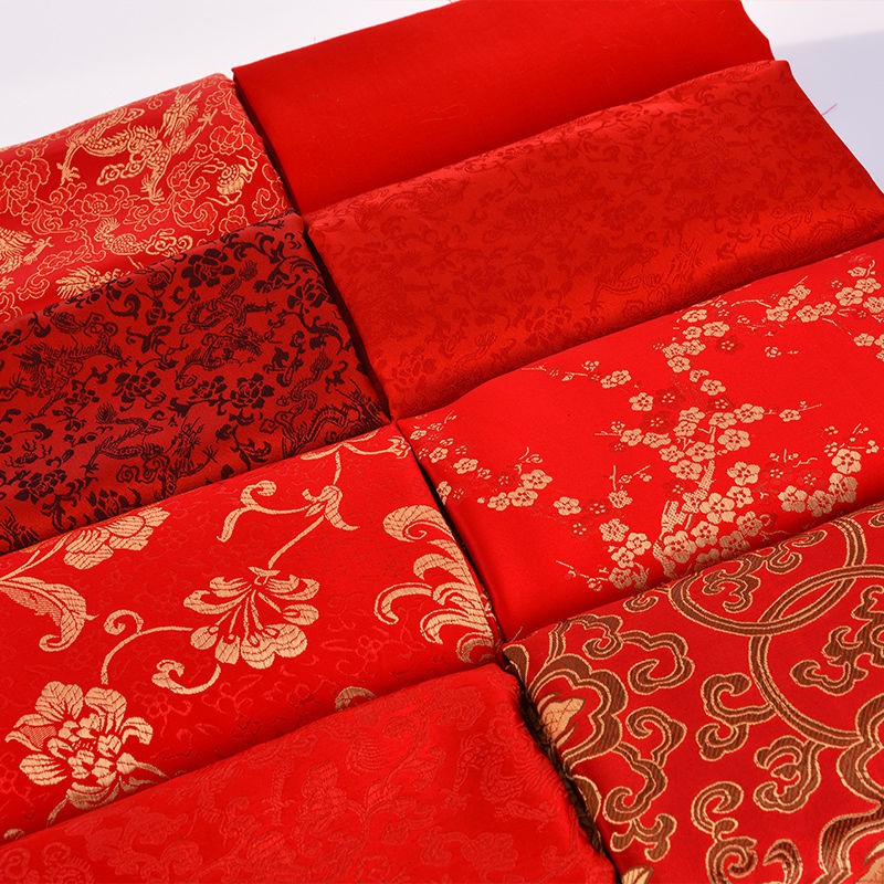 Vải Màu Đỏ May Mắn Phong Cách Trung Hoa