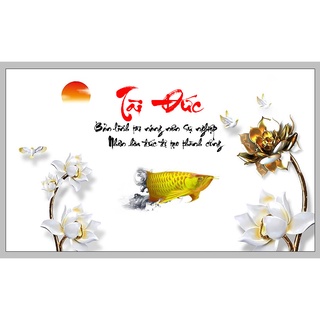Tranh dán bể cá - cá rồng vàng
