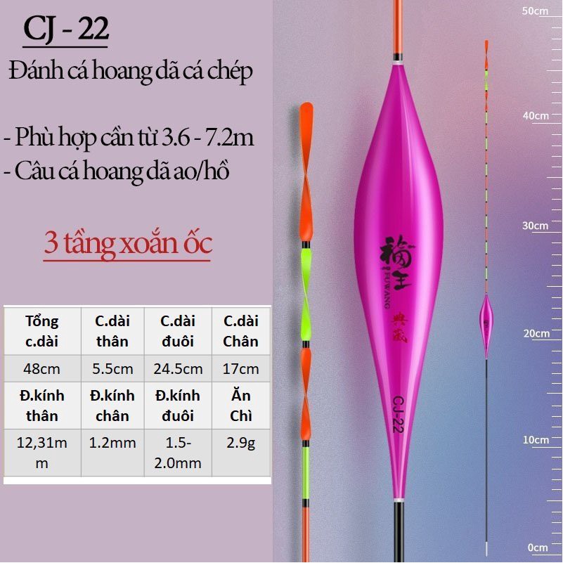 Phao câu mã CJ tăm phao 3D đầu xoắn truyền thông tin siêu nhạy cao cấp Lão Ngư Fishing