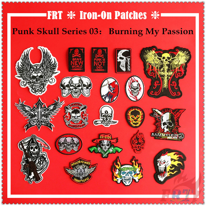 Miếng dán ủi quần áo phong cách Punk Skull Series 03