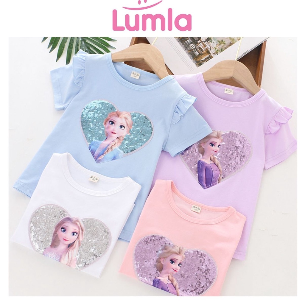 Áo Phông Bé Gái Hình Công Chúa, Elsa Chất Cotton Mềm Đẹp