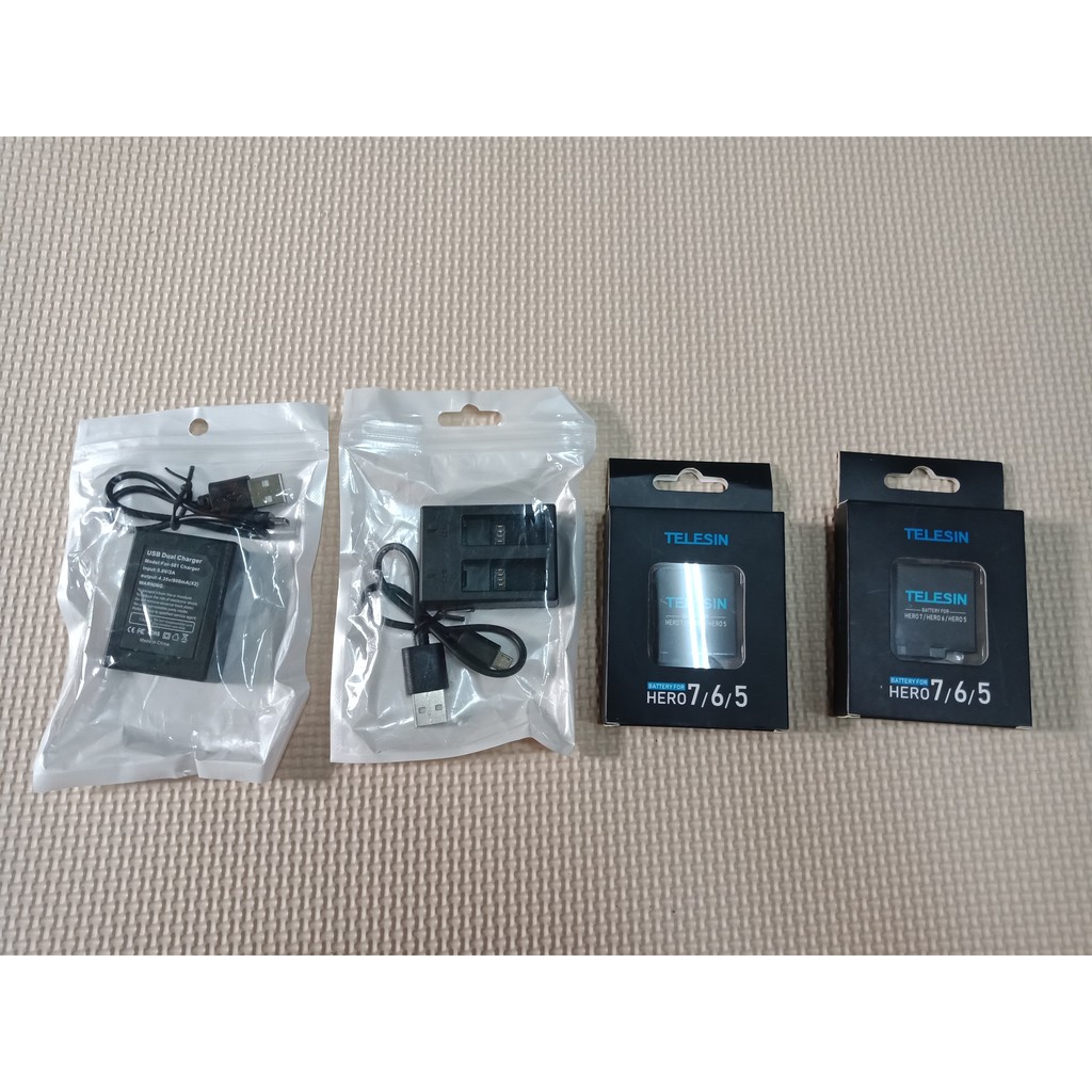 Combo Pin Telesin và đốc sạc đôi cho GOPRO 5,6,7