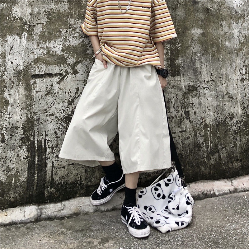 Quần ống rộng Màu Đen Phong Cách Đường Phố Nhật Bản Thời Trang Mùa Hè Dành Cho Nam 2022