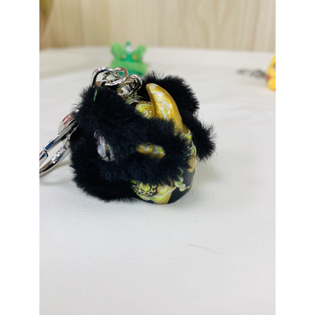 毛毛-黑金 Móc Khóa Resin Hình Sư Tử Nhảy Múa Thời Trang