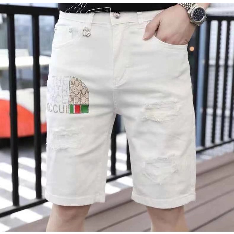 Quần Short Jean Rách Màu Trắng Co Giãn Mẫu Mới 2022 Thời Trang Mùa Hè Cho Nam