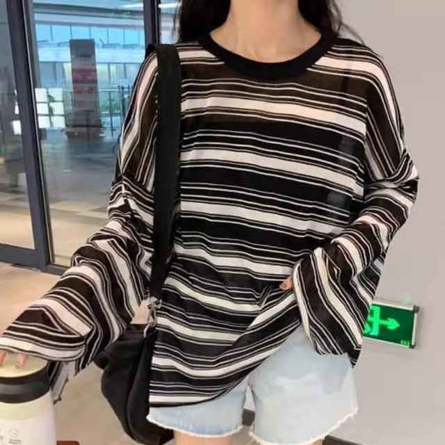 Áo kẻ dài tay chất cotton len giấy TTB876