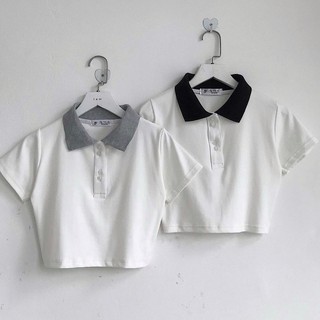 ÁO CROPTOP polo CỔ XÁM và CỔ ĐEN