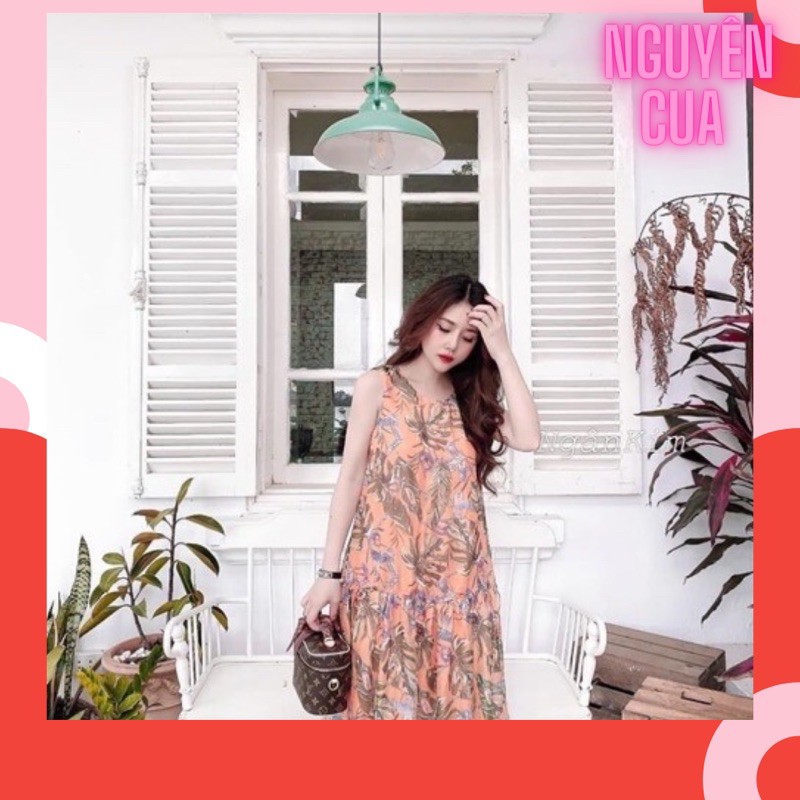 Đầm Hoa Maxi Chân Cá Sát Nách Chất Von Tơ có lót