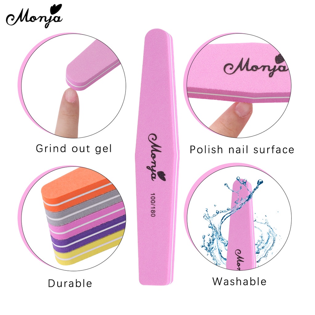 Bộ 5 / 10 / 100 / 180 miếng xốp nhám Monja dùng đánh bóng móng tay tiện lợi
