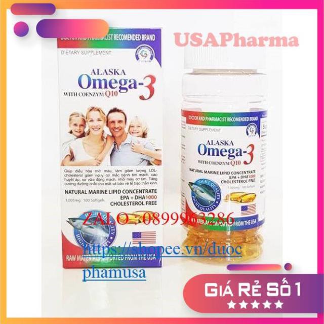 Viên uống Alaska Omega 3 Bổ Não, Tăng Cường Thị Lực, Giảm Nguy Cơ Mắc Bệnh Tim Mạch - Hộp 100 viên