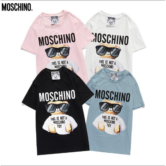 Áo Thun Chất Liệu Vải Cotton Tay Ngắn Có Thêu Hoạ Tiết Moschino