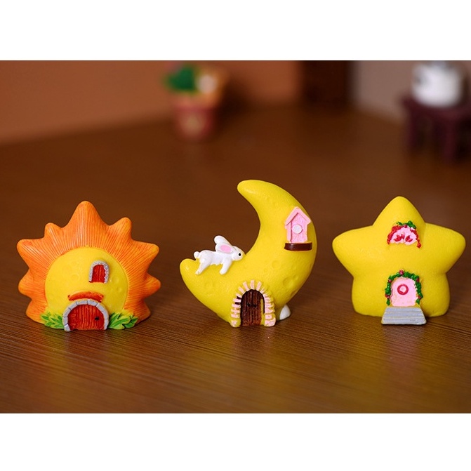 Đồ chơi Mô Hình ngôi sao, mặt trăng, đám mây, mặt trời đồ chơi trưng bày trang trí bể cá trang trí chậu cảnh