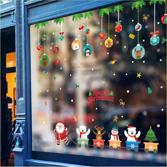 Decal dán tường Noel - Rèm dây Đoàn Xe giáng sinh