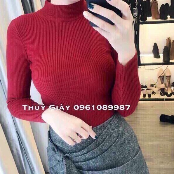 Áo len nữ Hàn Quốc cổ 3cm dài tay áo len tăm hàng Quảng châu cao cấp - A290 | BigBuy360 - bigbuy360.vn
