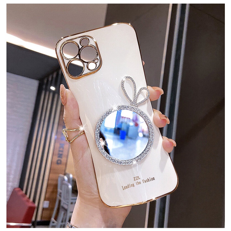 Ốp Điện Thoại Mềm Tráng Gương Đính Đá Lấp Lánh Sang Trọng Cho OPPO Reno 5 Reno5 Pro