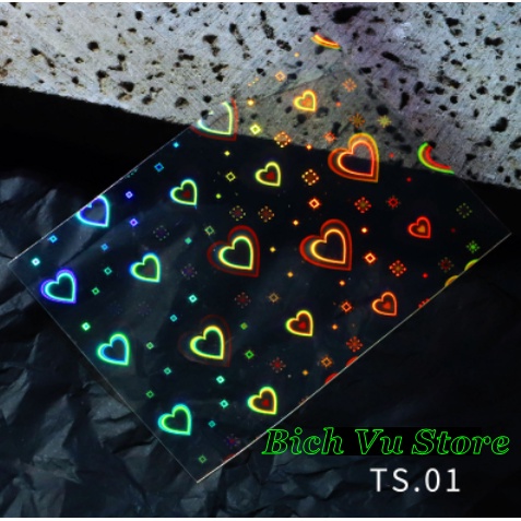 Sticker trái tim ánh 4D