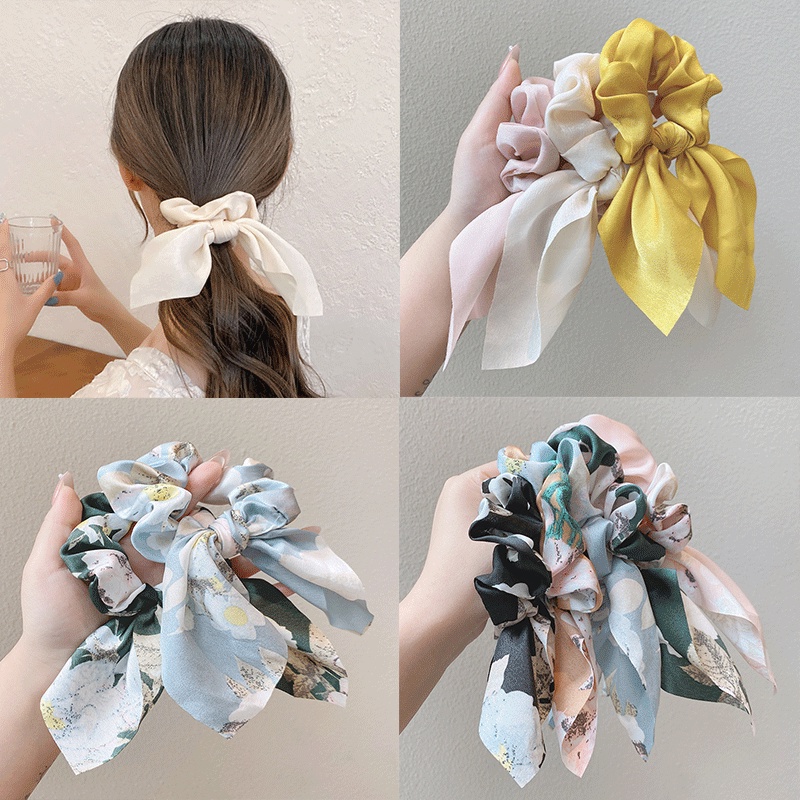 Dây buộc tóc ruy băng thắt nơ phong cách Hàn Quốc cho nữ