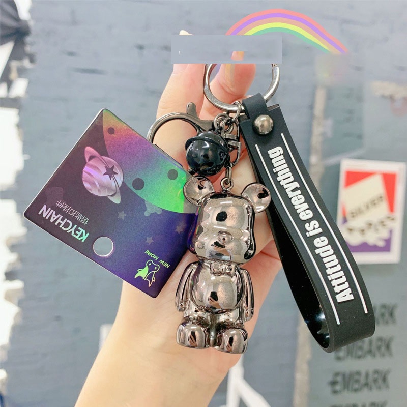 Móc khóa Bearbrick bóng loang màu độc đáo chất liệu PVC quà tặng bạn bè trang trí balo túi xách -Ráp