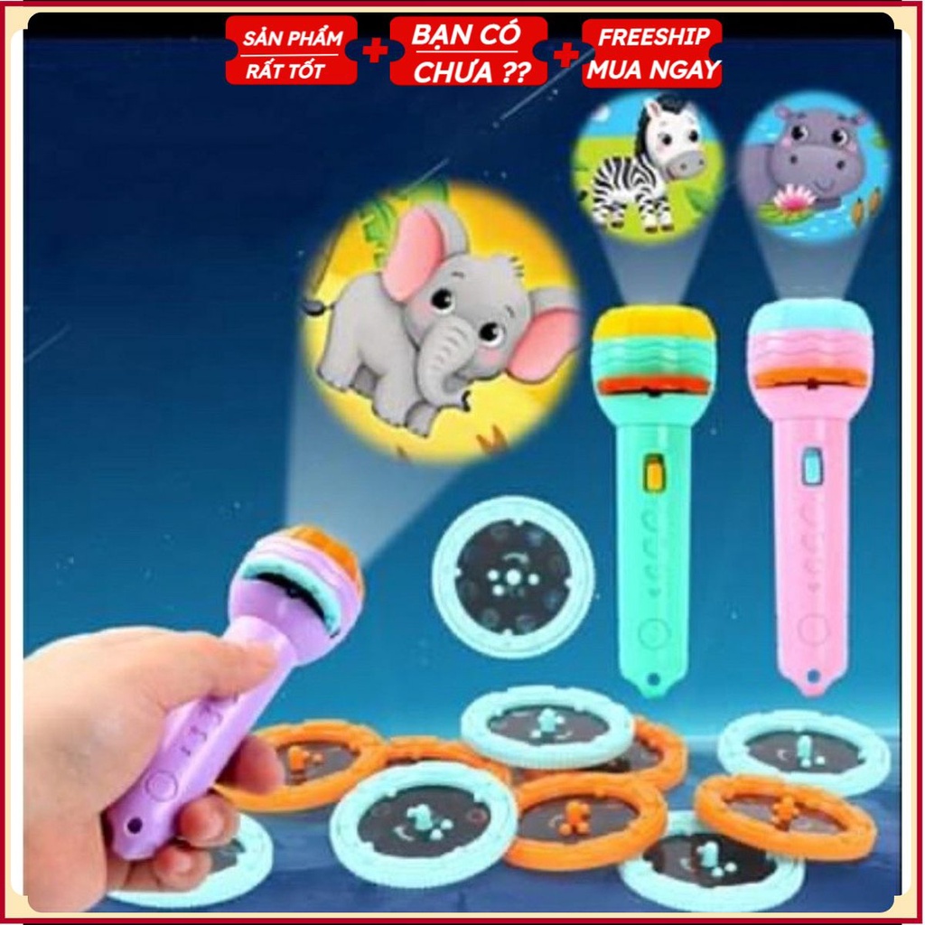 PVN31308 Đèn pin chiếu hình cho bé(Luôn sẵn) 24 hình động vật ngộ nghĩnh, đồ chơi trí tuệ cho trẻ vui chơi khám phá T2