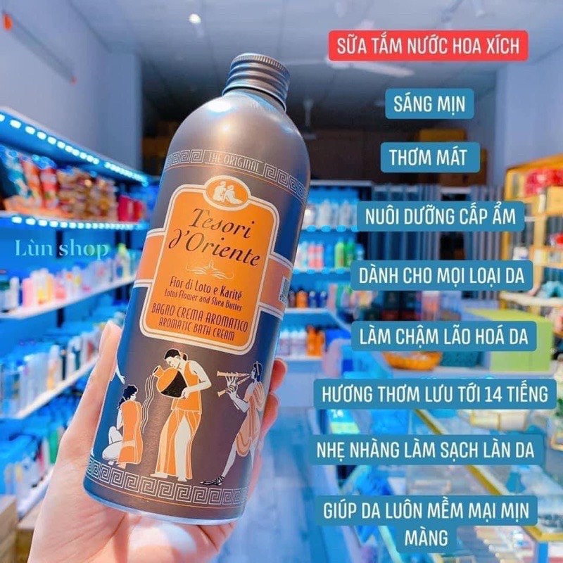 Sữa Tắm Nước Hoa Ý Tesori D'Oriente Chính Hãng 500ml Hương Thơm Lưu Trữ Cả Ngày Kèm Vòi