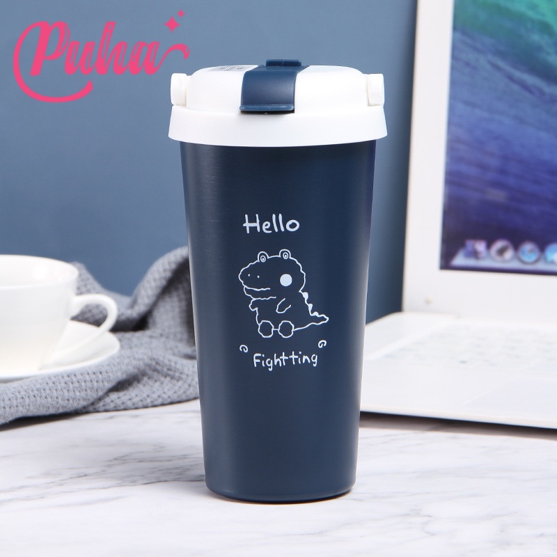 Bình giữ nhiệt PUHA chất liệu inox 304 giữ nóng lạnh, bình nước có ống hút dung tích 500ml