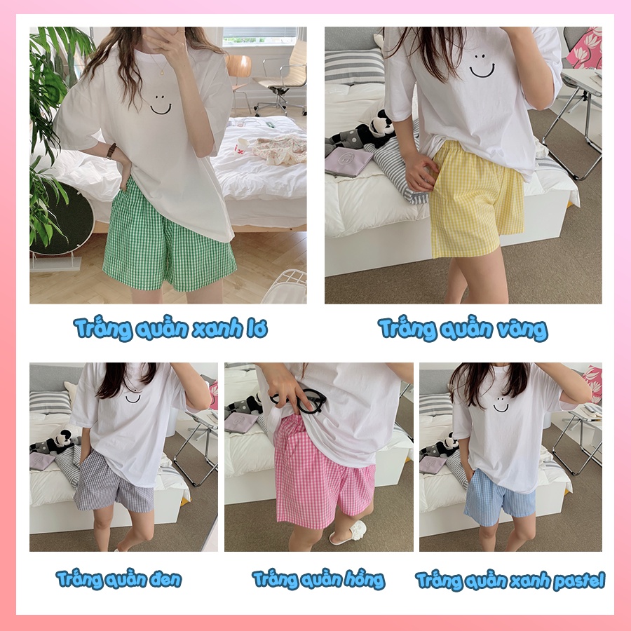 Đồ bộ nữ mặc nhà dễ thương quần caro bigsize mùa hè cao cấp chất cotton sữa mềm mịn BC05