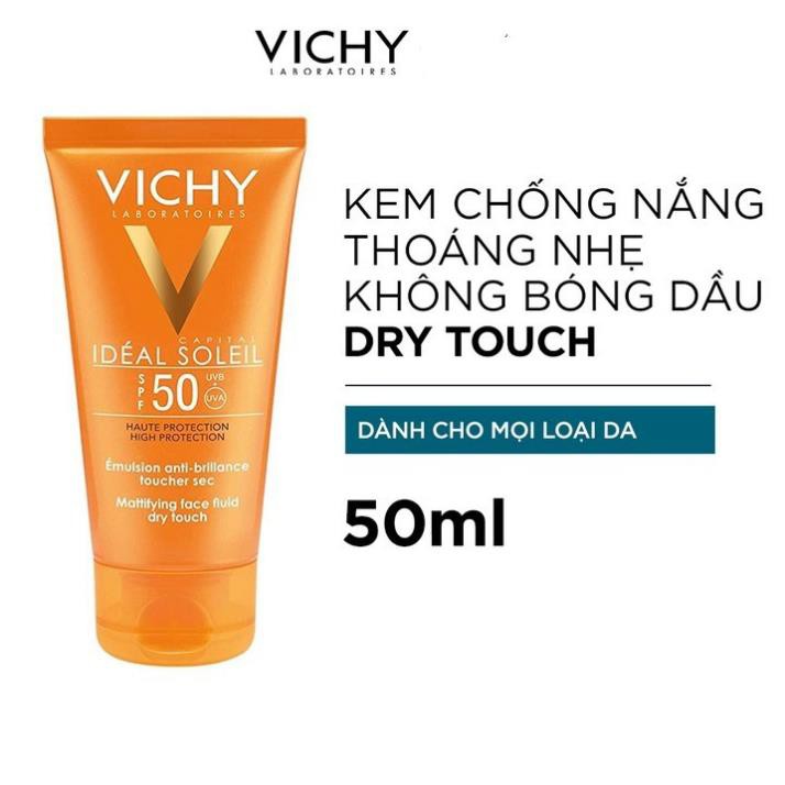 Kem Chống Nắng Vichy Emulsion Dành Cho Da Dầu Mụn Không Gây Nhờn Rít Không Màu SPF50 (50ml) Hàng Nội Địa Phá