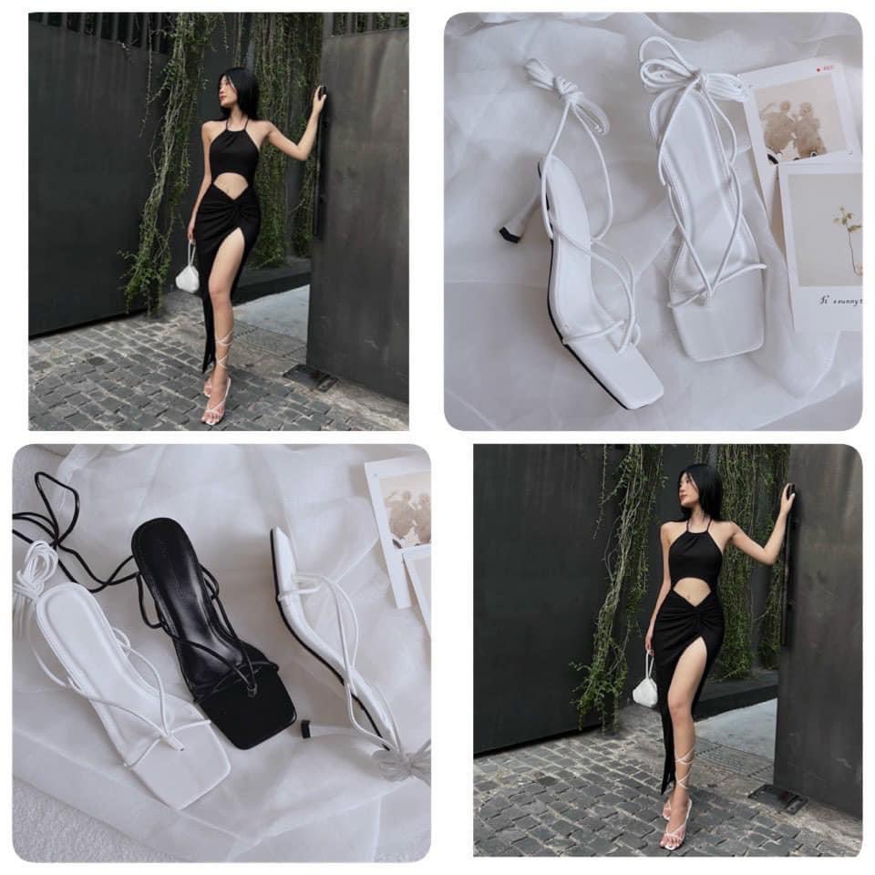 [RẺ VÔ ĐỊCH] GIÀY SANDAL CAO GÓT QUAI KẸP NGÓN GÓT NHỌN 7P DÂY DÀI DA MỀM
