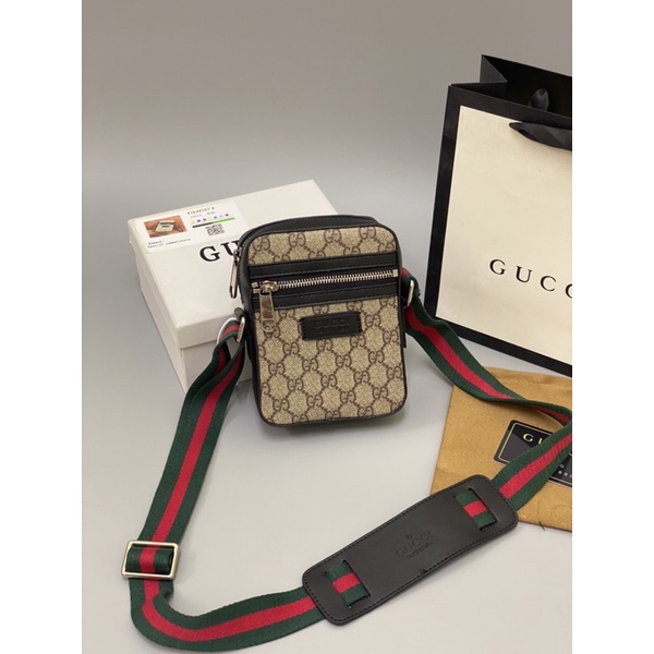 Túi đeo chéo nam - nữ hoạ tiết vân chữ Gc nâu hàng cao cấp 1:1 Fullbox new