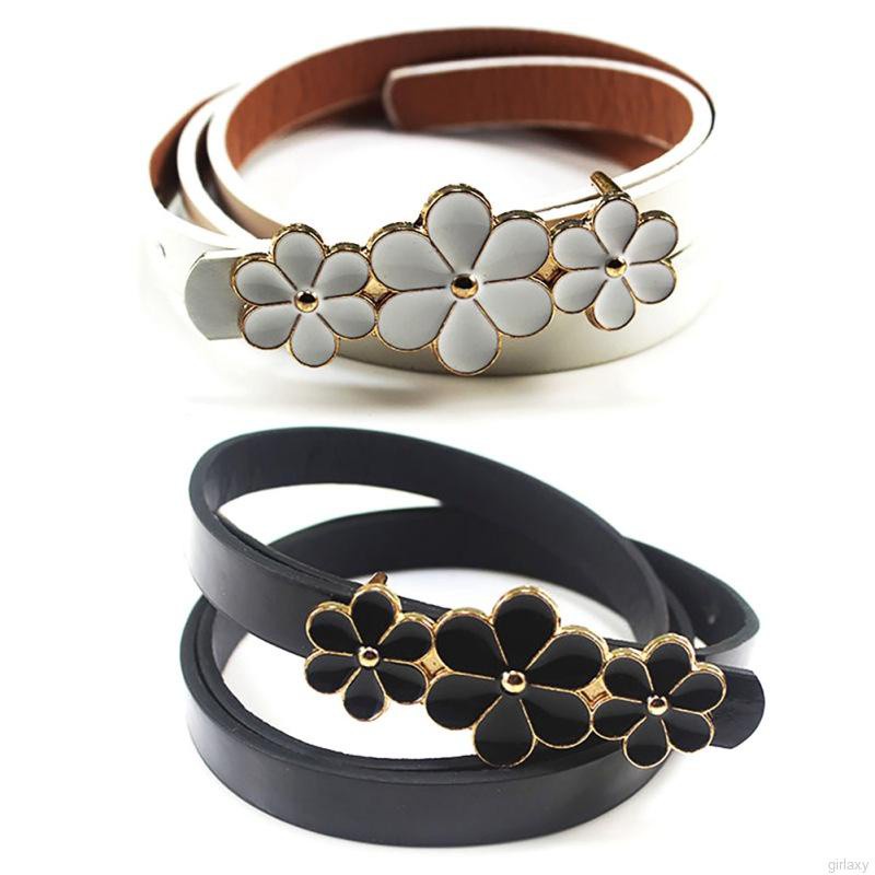 Thắt Lưng Da Pu Khóa Kim Loại Màu Trơn Thời Trang Hàn Quốc Cho Nữ