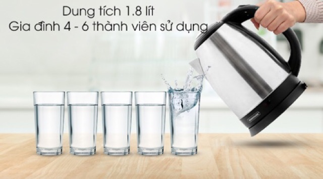 [MỚI CHÍNH HÃNG NGUYÊN TEM QC]Ấm siêu tốc Sunhouse SHD1182 1,8 lít