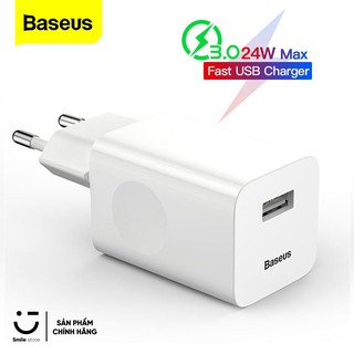 Cốc củ sạc nhanh baseus công suất 24w công nghệ sạc nhanh qualcomm qc 3.0 tự động điều chình dòng sạc - hàng chính hãng