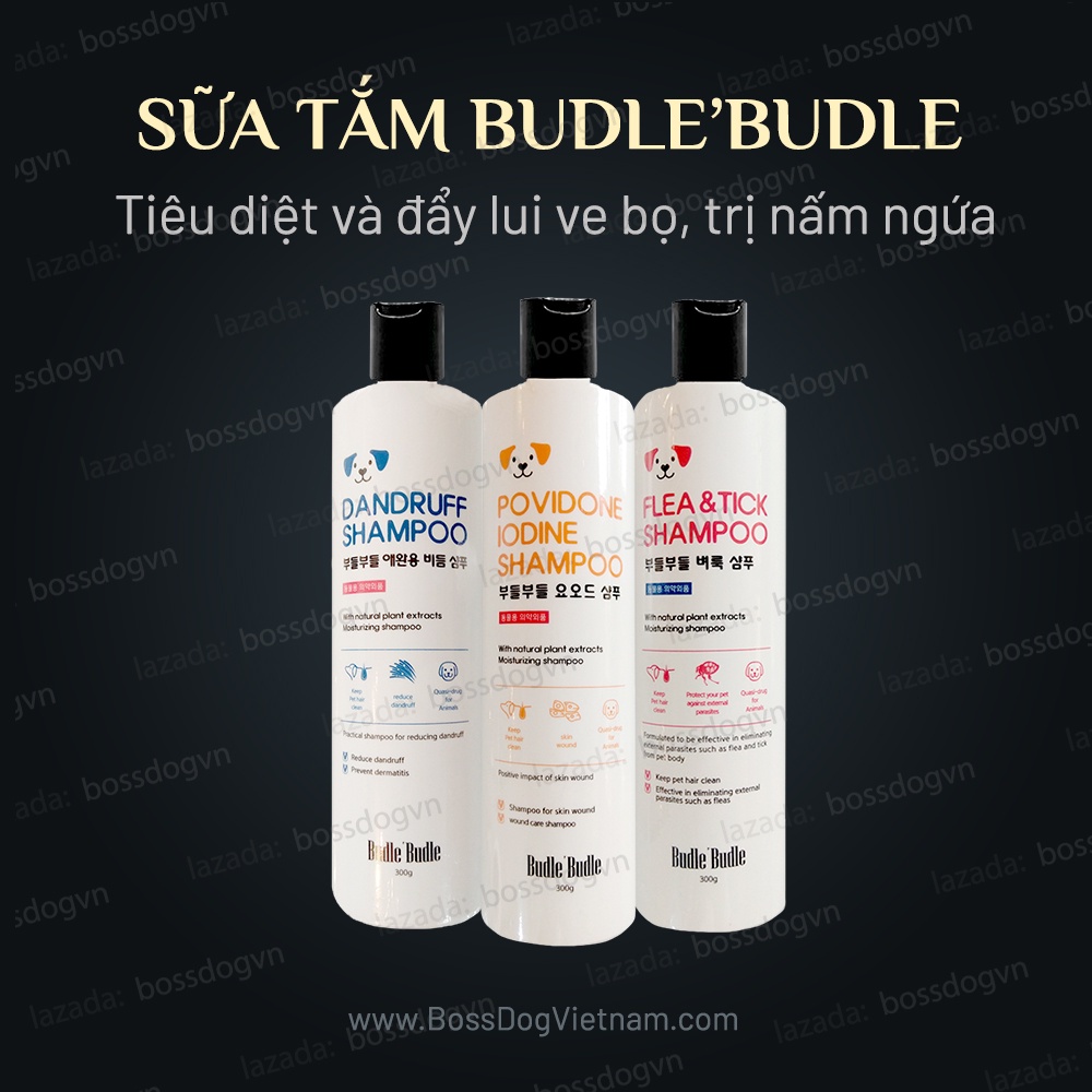 Dầu tắm thảo dược cho cún Budle - Tiêu diệt ve hoặc Giảm nấm ngứa -  Đặc biệt: không có tác dụng phụ | BossDog