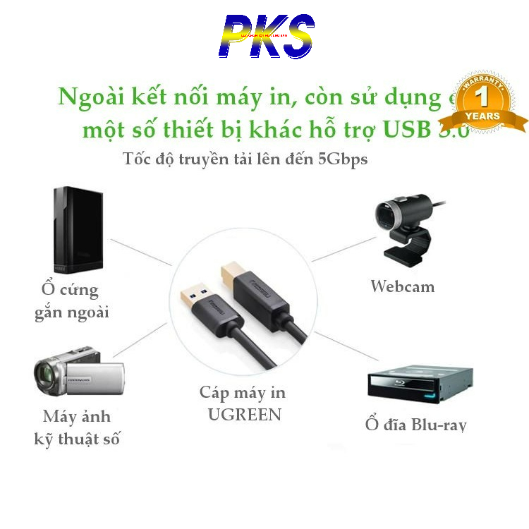 Cáp USB 3.0 AM to BM dài 2M máy in Ugreen 10372 - 10372