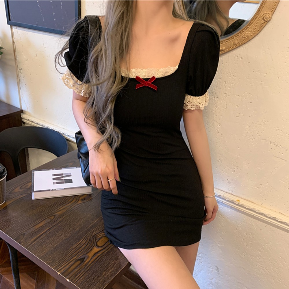 Váy nữ , váy cộc tay cổ áo vuông ren viền tay ,cổ thiết kế sang chảnh mặc đi làm đi chơi đều được ATILA.SHOP | BigBuy360 - bigbuy360.vn