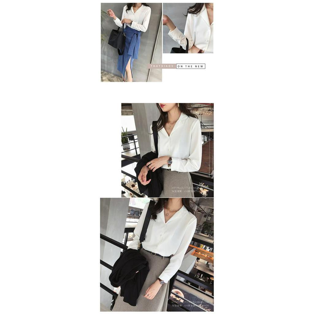 NEW Áo Sơ Mi Voan Cổ Tim Phong Cách Retro 2020 Cho Nữ