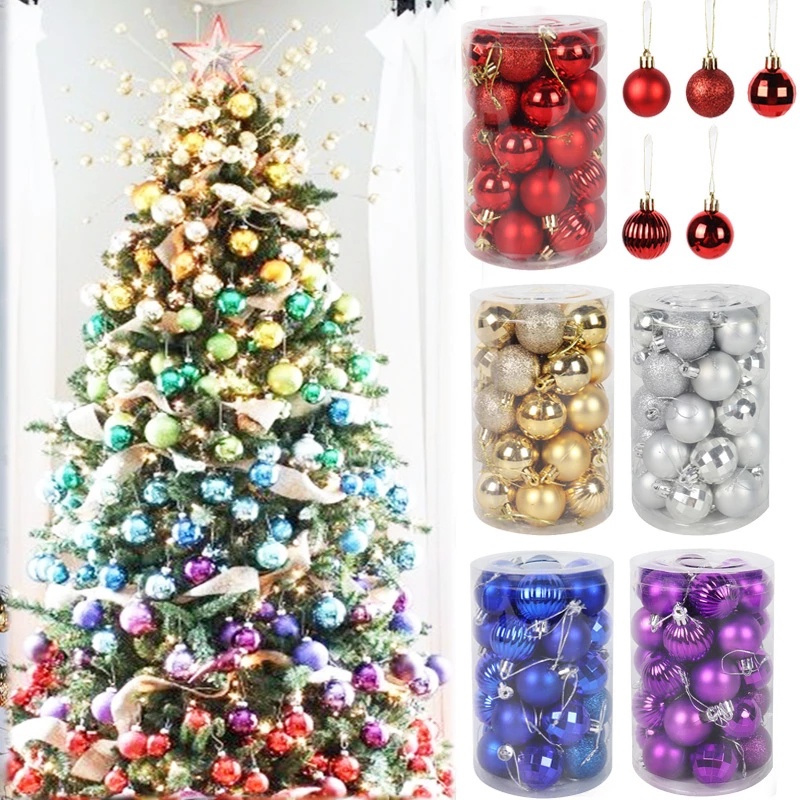 Set 36 quả châu 4cm treo trang trí cây thông noel nhân dịp giáng sinh