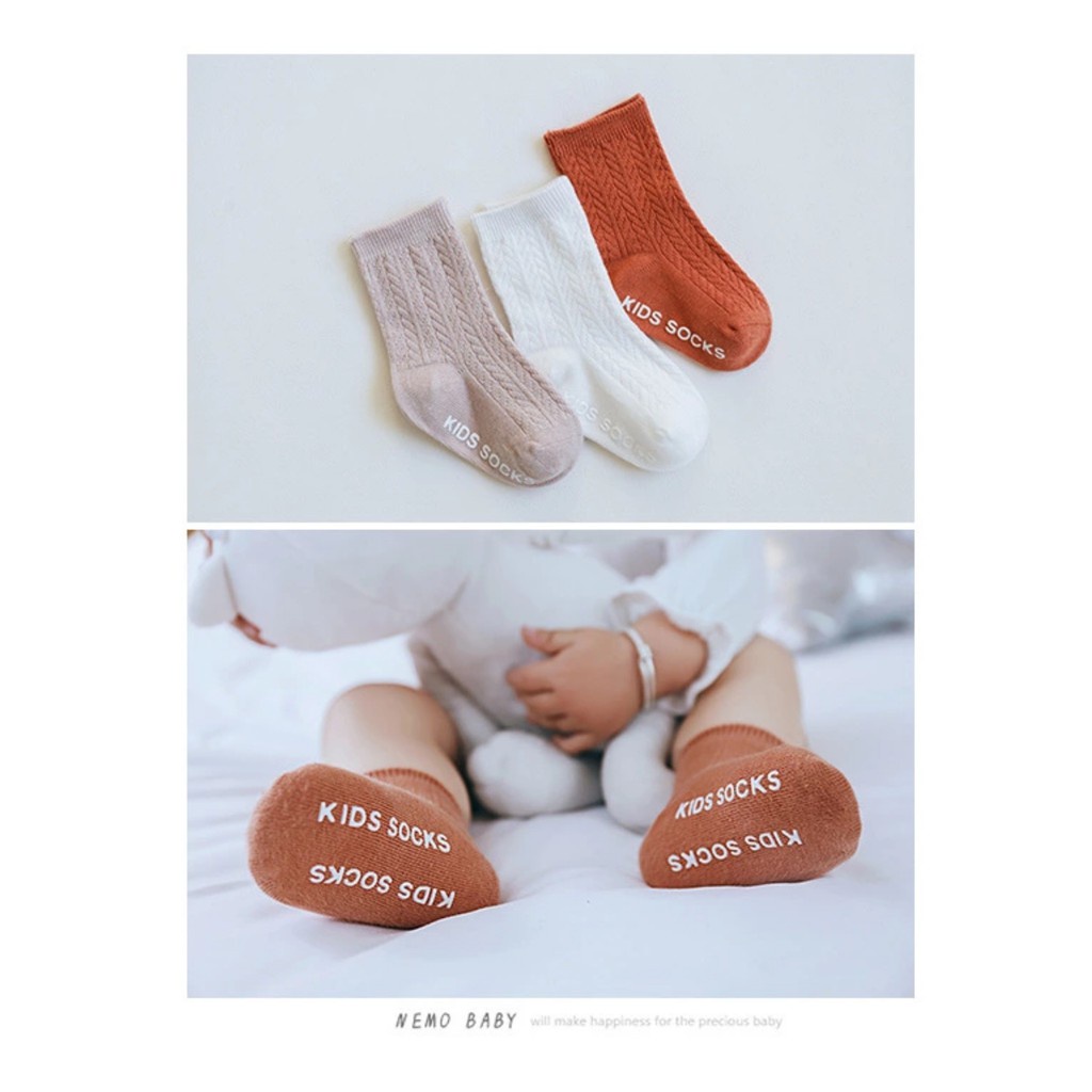 Set 3 tất trẻ em - Tất cao cổ nhiều màu dễ thương chính hãng Nemo Baby cho bé từ 0-5 tuổi chất cotton mềm mịn S3T