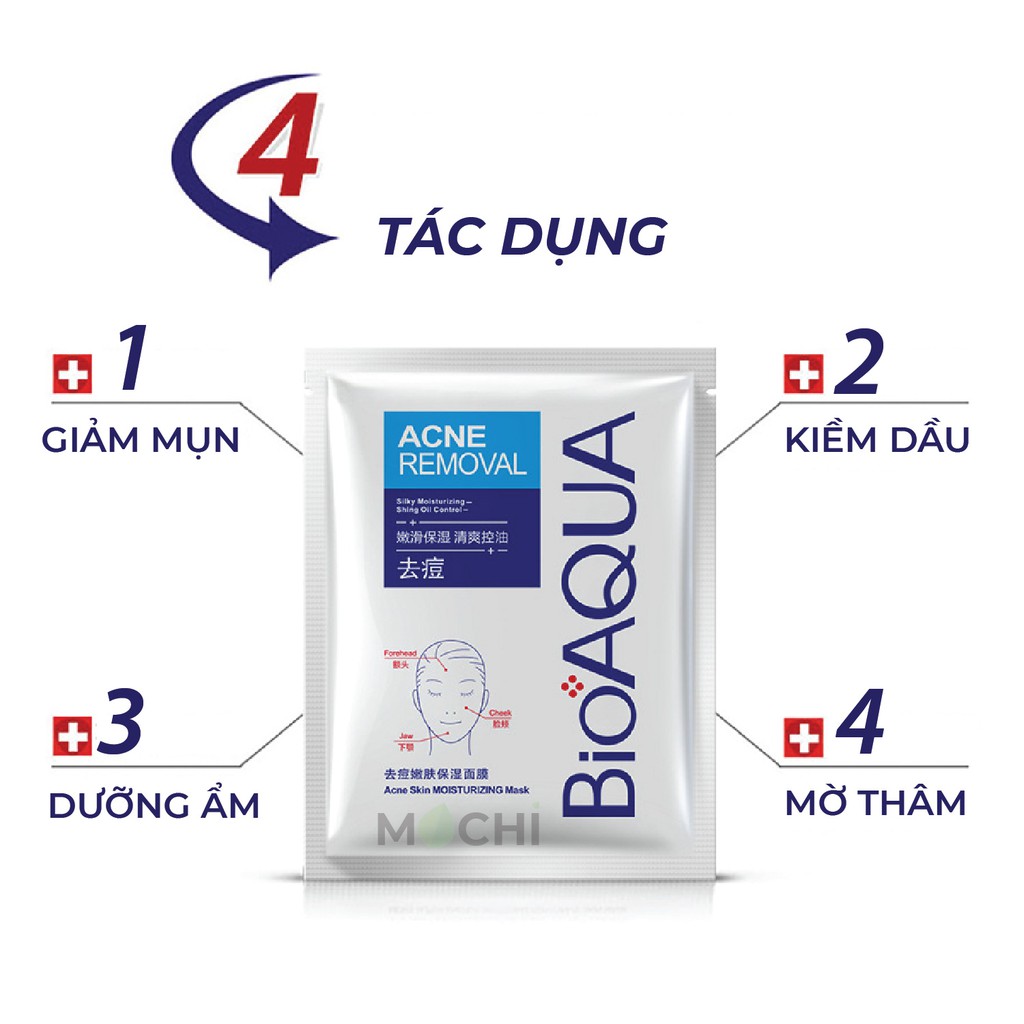 Mặt Nạ Bạc Giảm Mụn l Giảm Sưng Mụn Đỏ l Kiềm Dầu Mask Giấy Sạch Mụn Đầu Đen Pure Skin Bioaqua Nội Địa Trung MOCHI SHOP