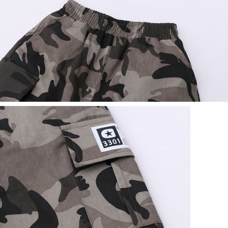 Quần ngắn họa tiết rằn ri cho bé trai