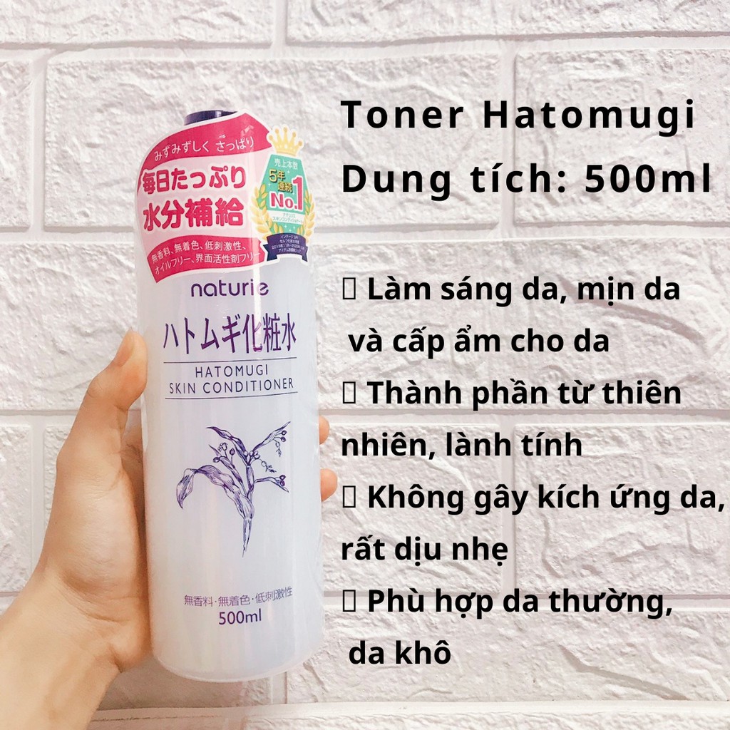 Nước Hoa Hồng Ý Dĩ Giúp Cân Bằng Da Naturie Hatomugi Nhật Bản 500ml