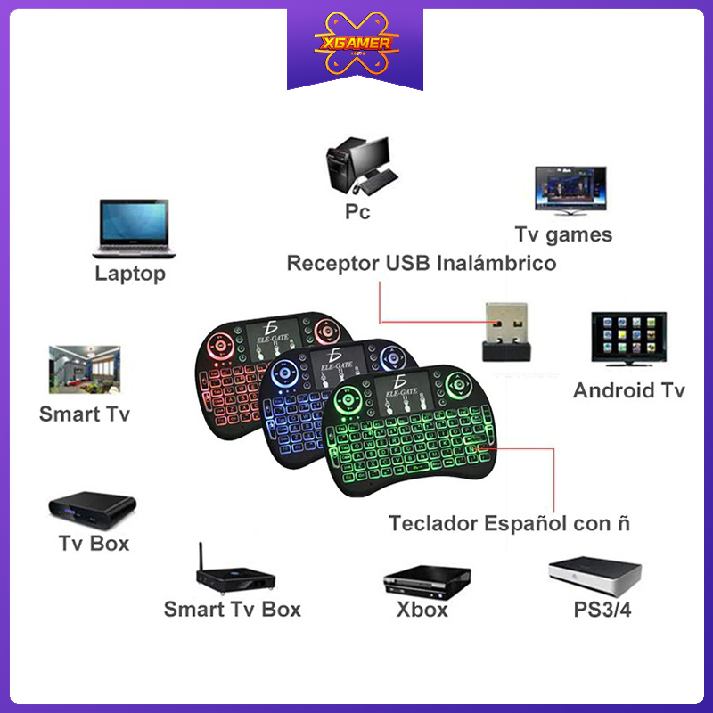 [Ready Stock] XGamer Mini Wireless Control Keyboard for Smart Tv Tv Box Pc - Illuminated Gaming Wireless Control Keyboard