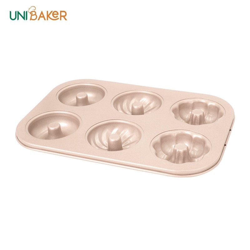 Khuôn nướng 6 bánh Donut hoa văn Unibaker
