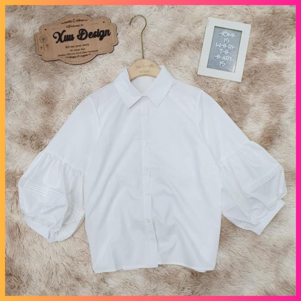 Áo Sơ Mi Nữ trắng tay bồng xếp ly Sơ mi kiểu vải mát, thoáng, chống nhăn MoonMy | BigBuy360 - bigbuy360.vn