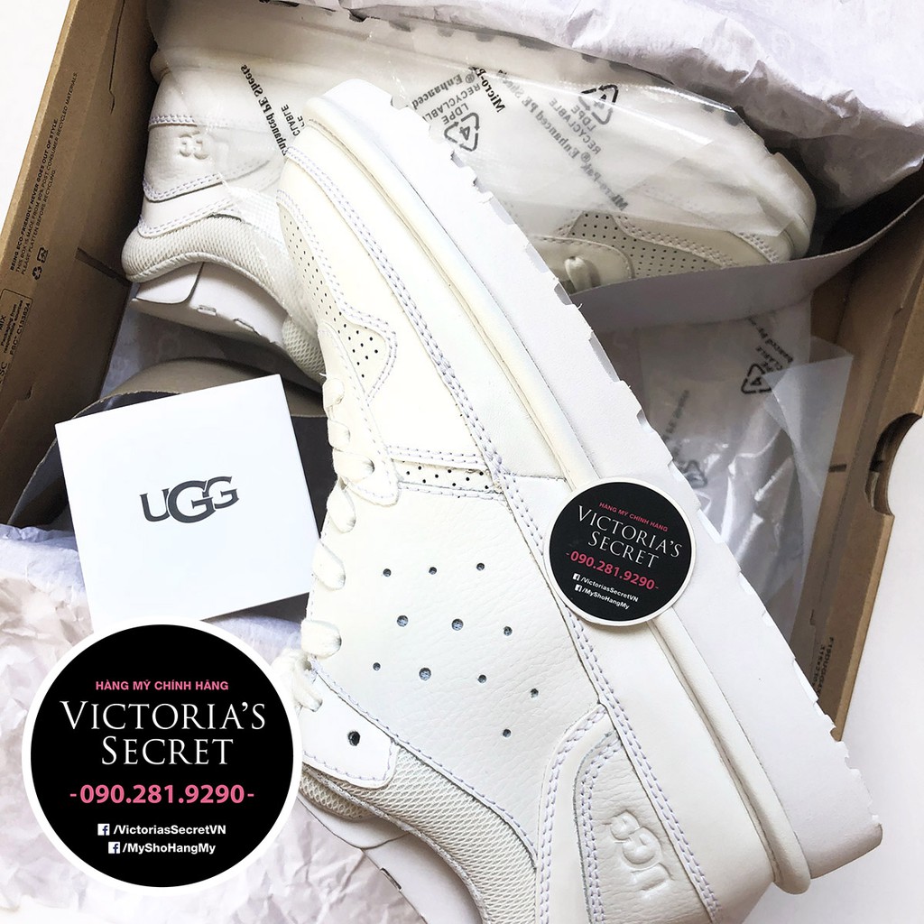 (Bill Mỹ) Giày UGG unisex da trắng tinh khôi, size 9 US (39-40 VN), UGG Highland Sneaker - Hàng nhập USA