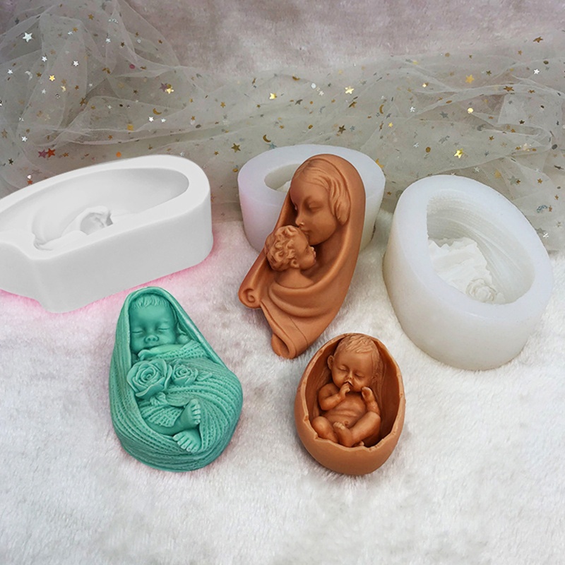 Ooh 3D Dễ Thương Hình Bé Khuôn Silicon DIY Bé Sinh Nhật Cupcake Topper Fondant Bánh Trang Trí Dụng C