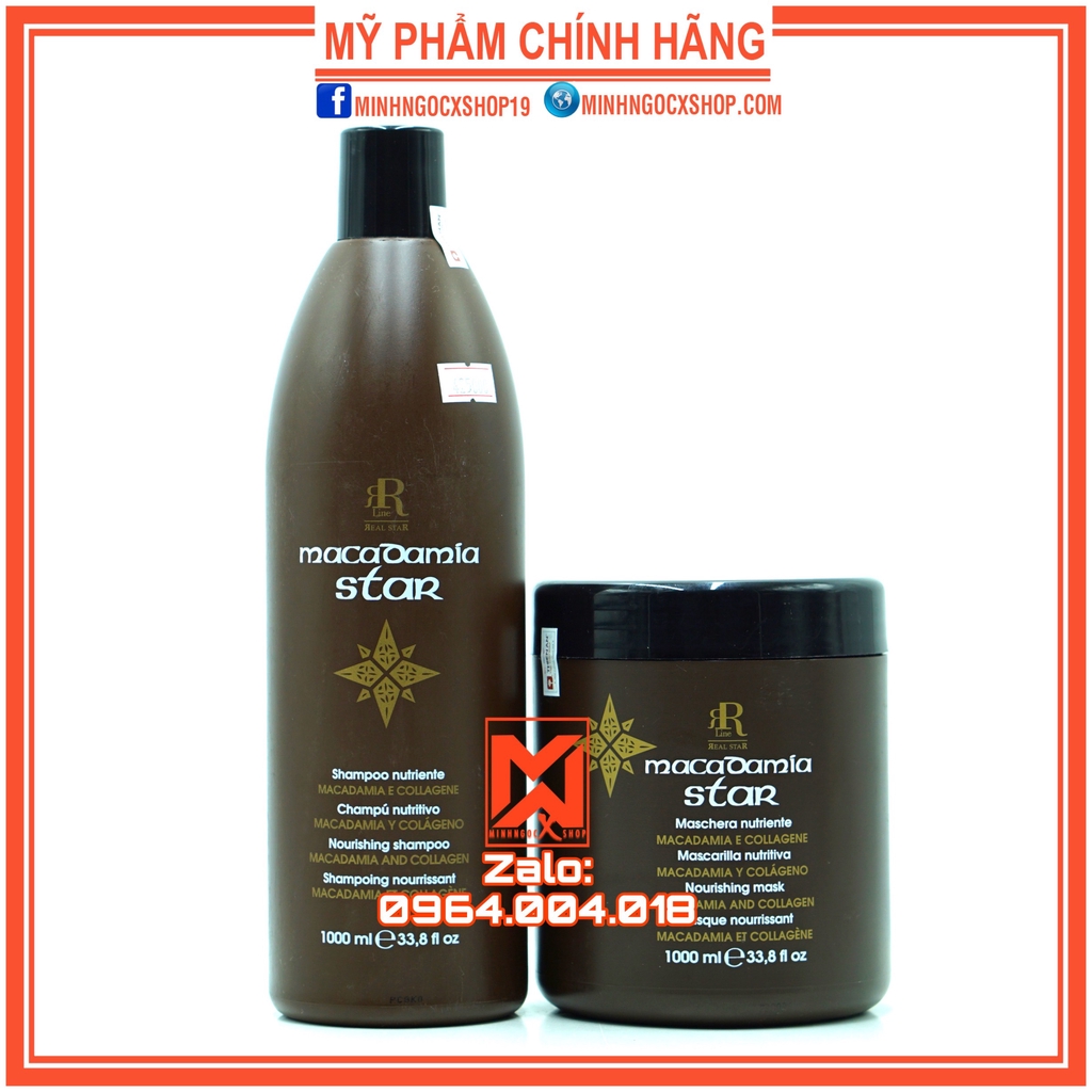 Dầu gội kem ủ tóc phục hồi tái tạo tóc MACADAMIA STAR 1000ml chính hãng