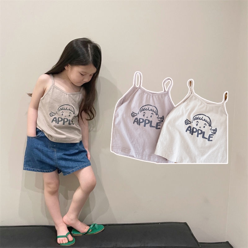 Áo Sát Nách In Họa Tiết Hoạt Hình Phong Cách Hàn Quốc Thời Trang Mùa Hè Cho Bé Gái