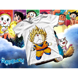 Áo thun Cotton Unisex - Anime - Doraemon - Dragon ball version Doraemon