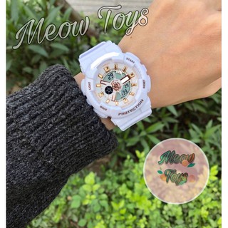 Đồng hồ nữ GA-120 dây nhựa màu trắng - nền mặt màu hồng ,đồng hồ học snh
